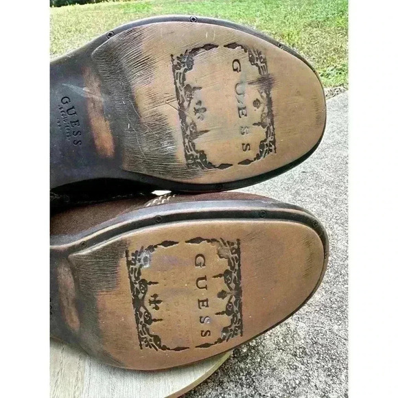 Vintage Guess Los Angeles Boots Denim & Dry Brown Hiking Boots US Size 7 - Picture 8 of 12